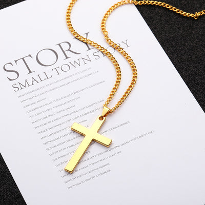 Stainless Steel Cross Shelf Men's Necklace
