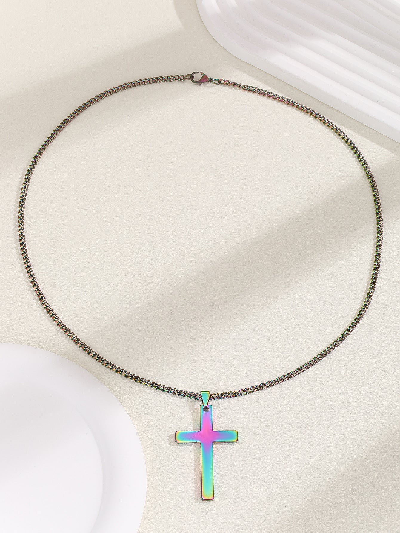 Stainless Steel Cross Shelf Men's Necklace