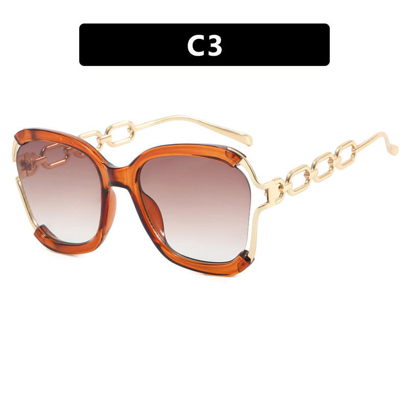 Big Square Rim Chain Sunglasses For Women Fashionable Sunglasses