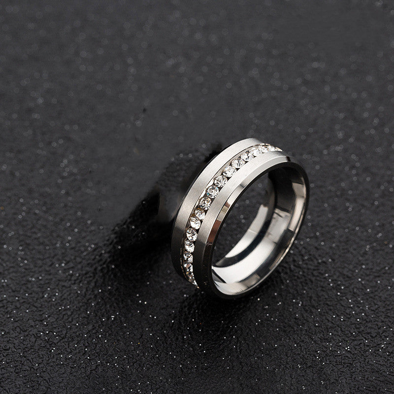 Single row full diamond zircon ring