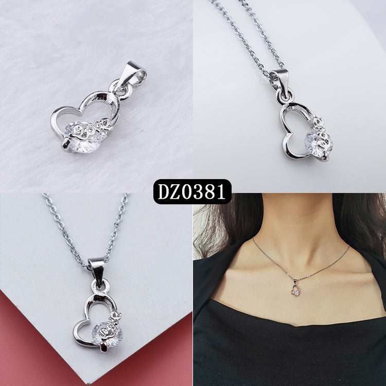 Simple Heart-shaped Purple Zircon Pendant