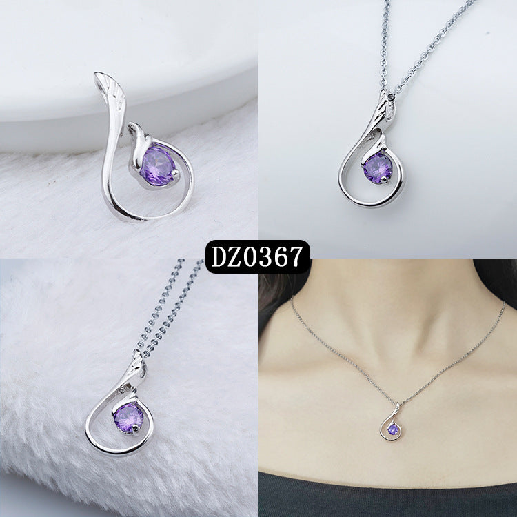 Simple Heart-shaped Purple Zircon Pendant