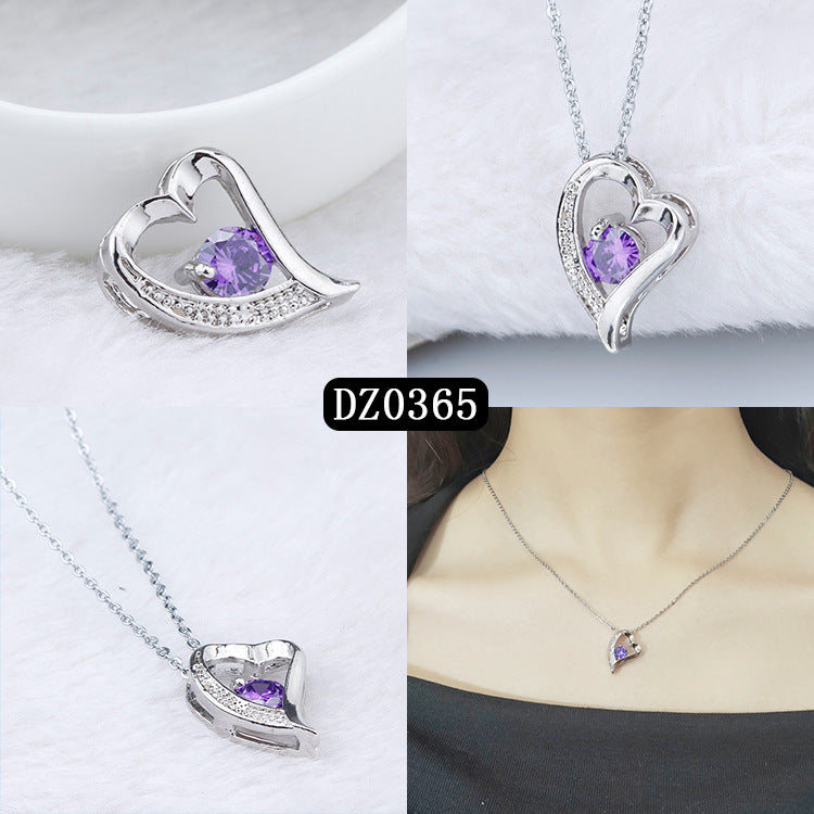 Simple Heart-shaped Purple Zircon Pendant