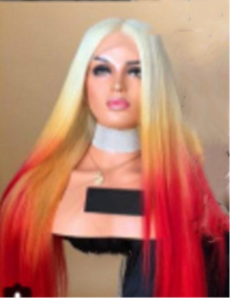 Popular Style White Dyed Big Red Mid-length Straight Hair