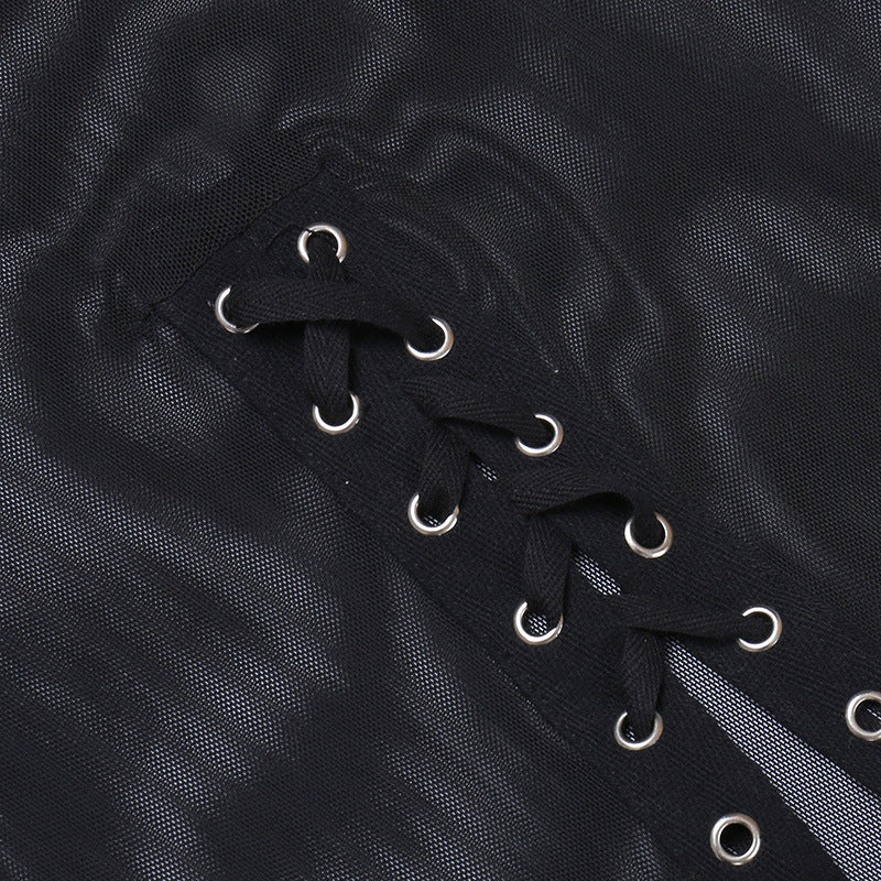 Women's Lace Slim-fit See-through Mesh Long Dress