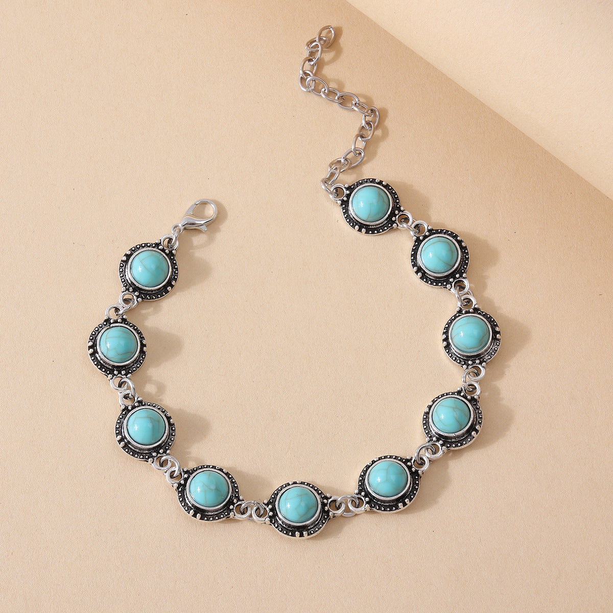 Simple All-match Retro National Style Anklets Beach Holiday Fashion Metal Alloy Turquoise Foot Ornaments