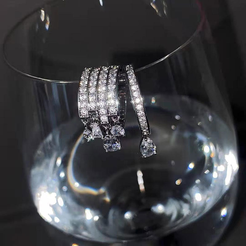 Zirconia Crystal Water Drop Zircon Geometry Rings For Women