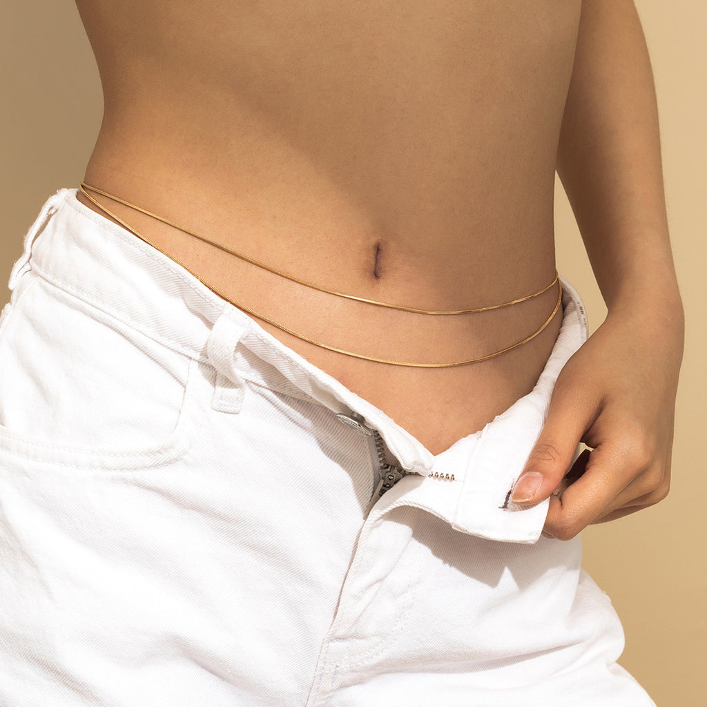 Simple Double Layer Fine Snake Bone Waist Chain Women's