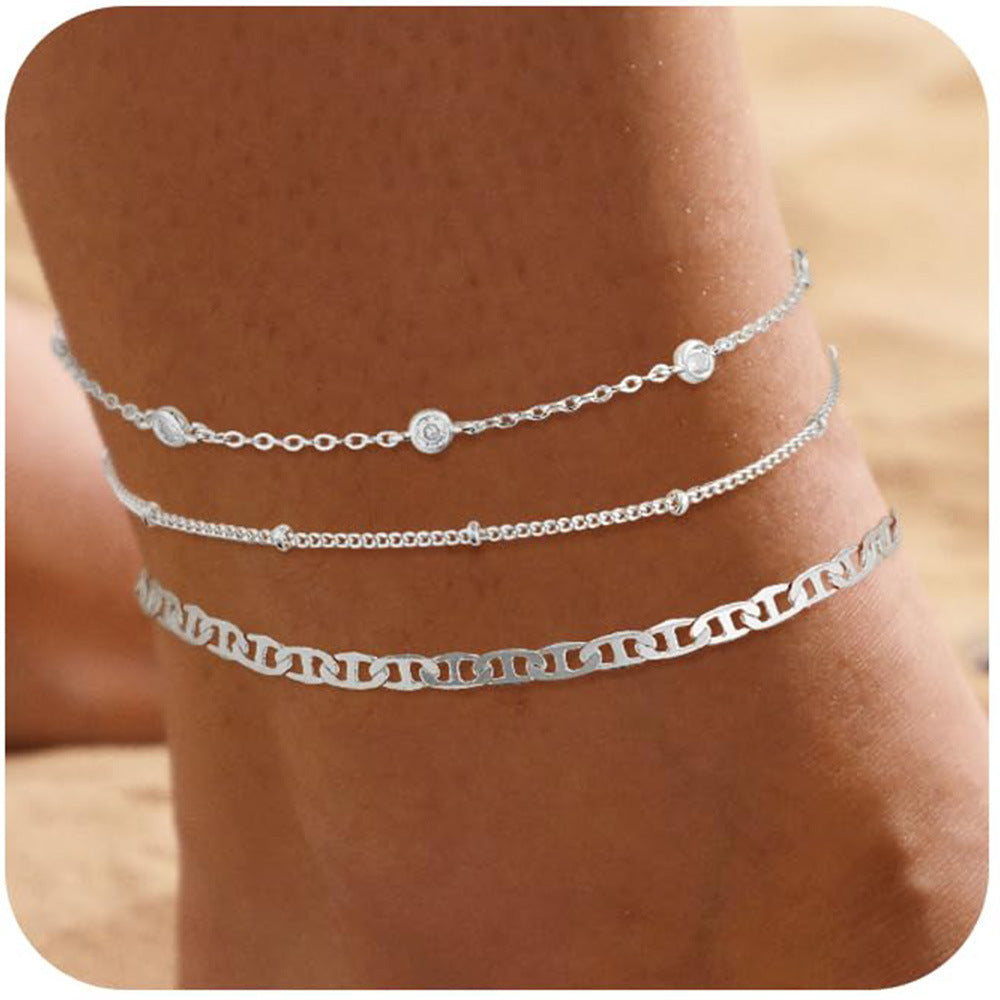 Personalized Trend Design Popular Heart-shaped Satellite Adjustable Anklet Suit