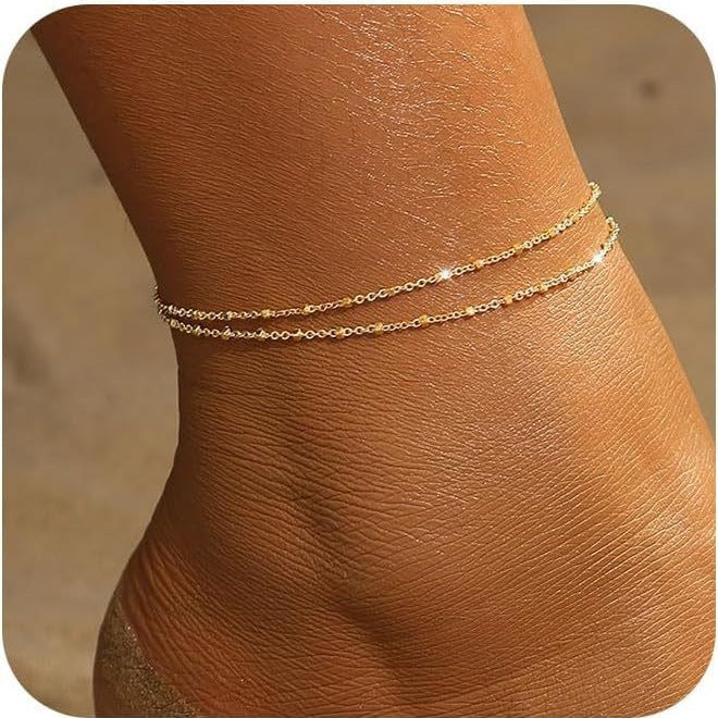 Personalized Trend Design Popular Heart-shaped Satellite Adjustable Anklet Suit