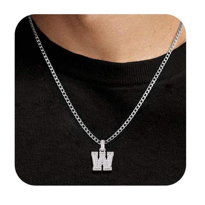 Capital Letter Pendant Necklace Chain Unisex