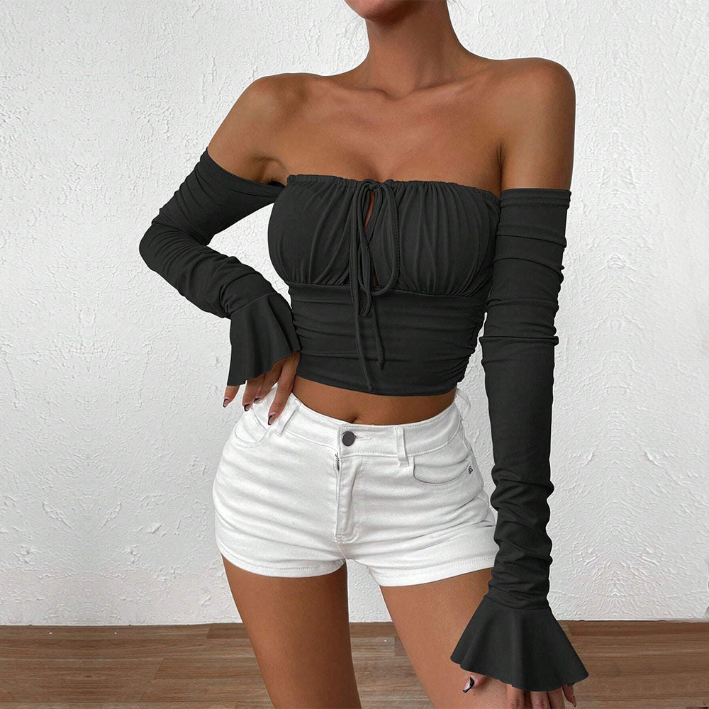 Women's Fashion Sexy Style T-shirt, Unique Design Sense, Niche Bustier Short Top For Autumn And Winter