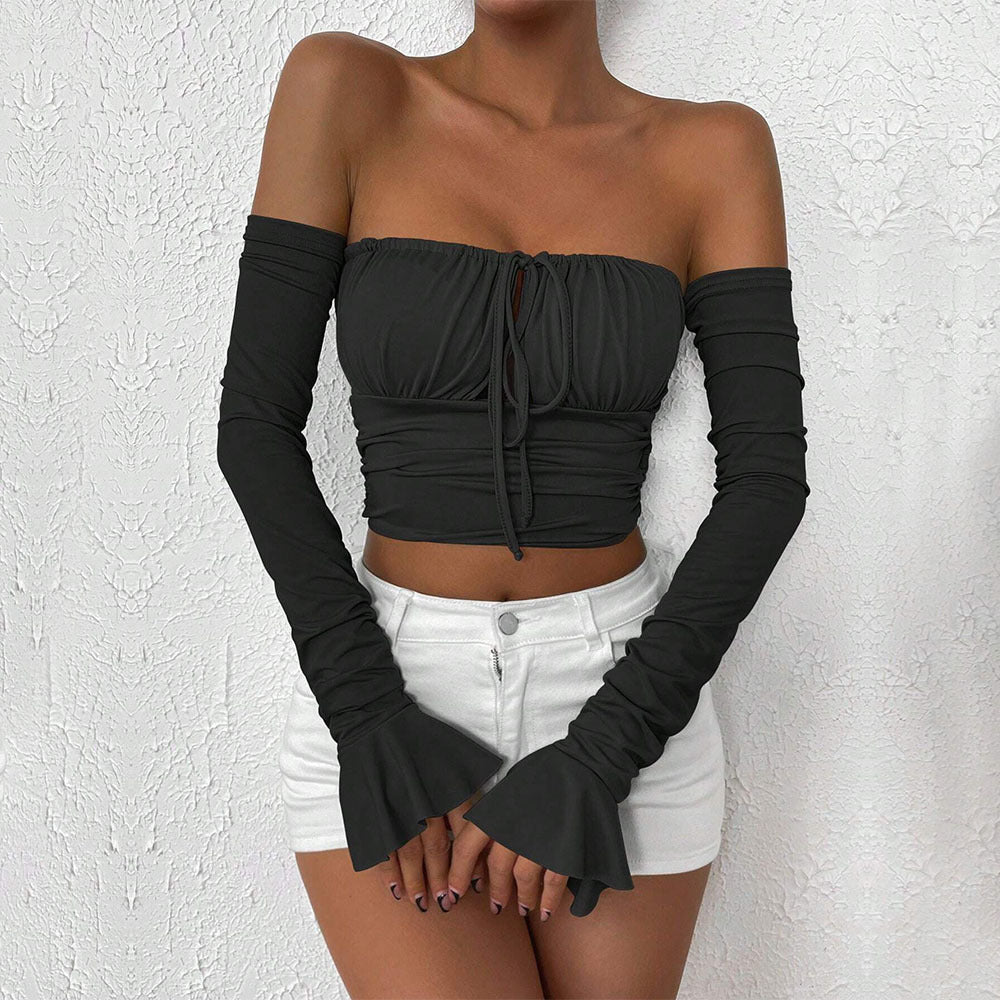 Women's Fashion Sexy Style T-shirt, Unique Design Sense, Niche Bustier Short Top For Autumn And Winter