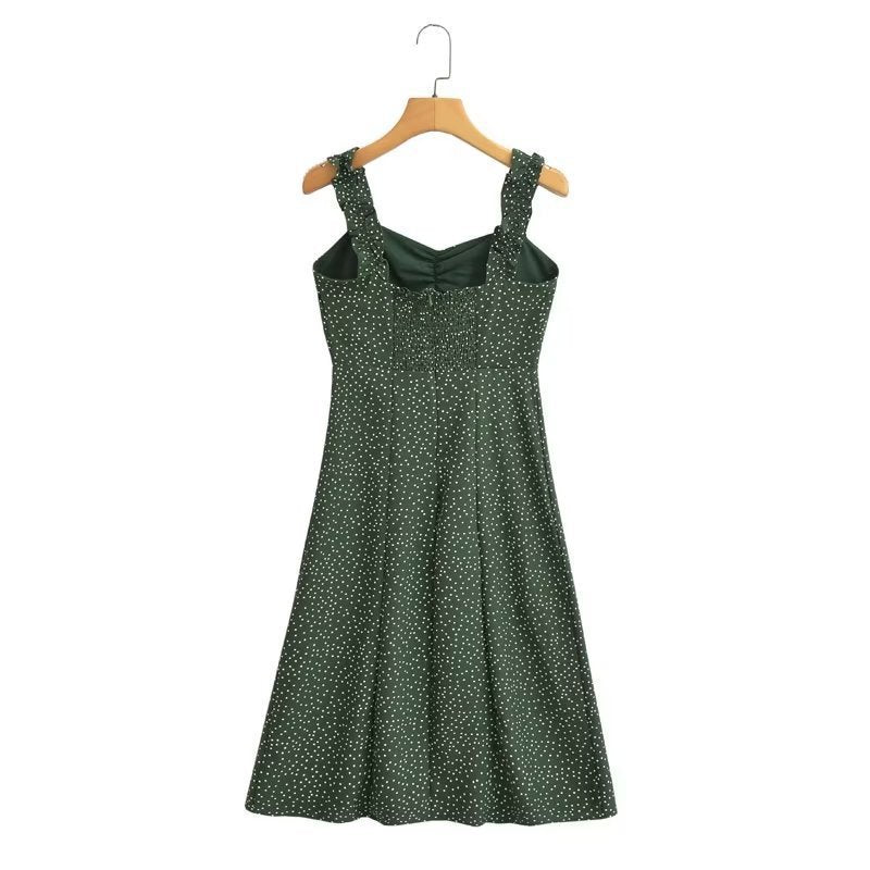 New European And American Wave Print Spaghetti Strap Dress For Women