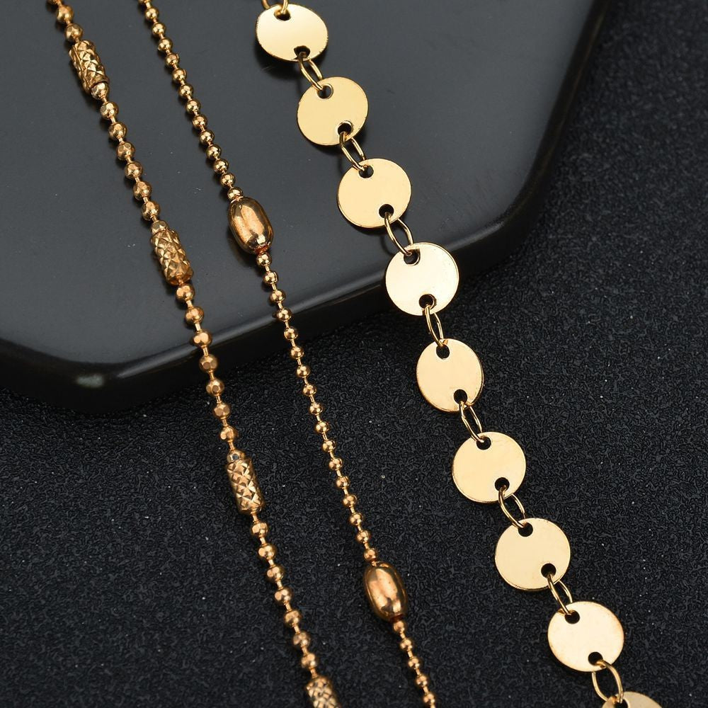 Women's Fashion Popular Beach Three Layers Of Round Beads Sequins Anklet