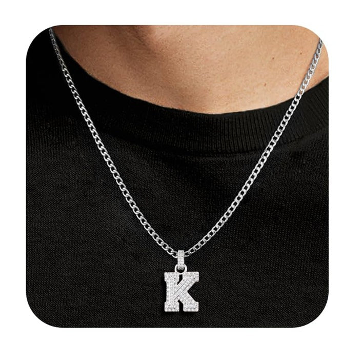 Capital Letter Pendant Necklace Chain Unisex