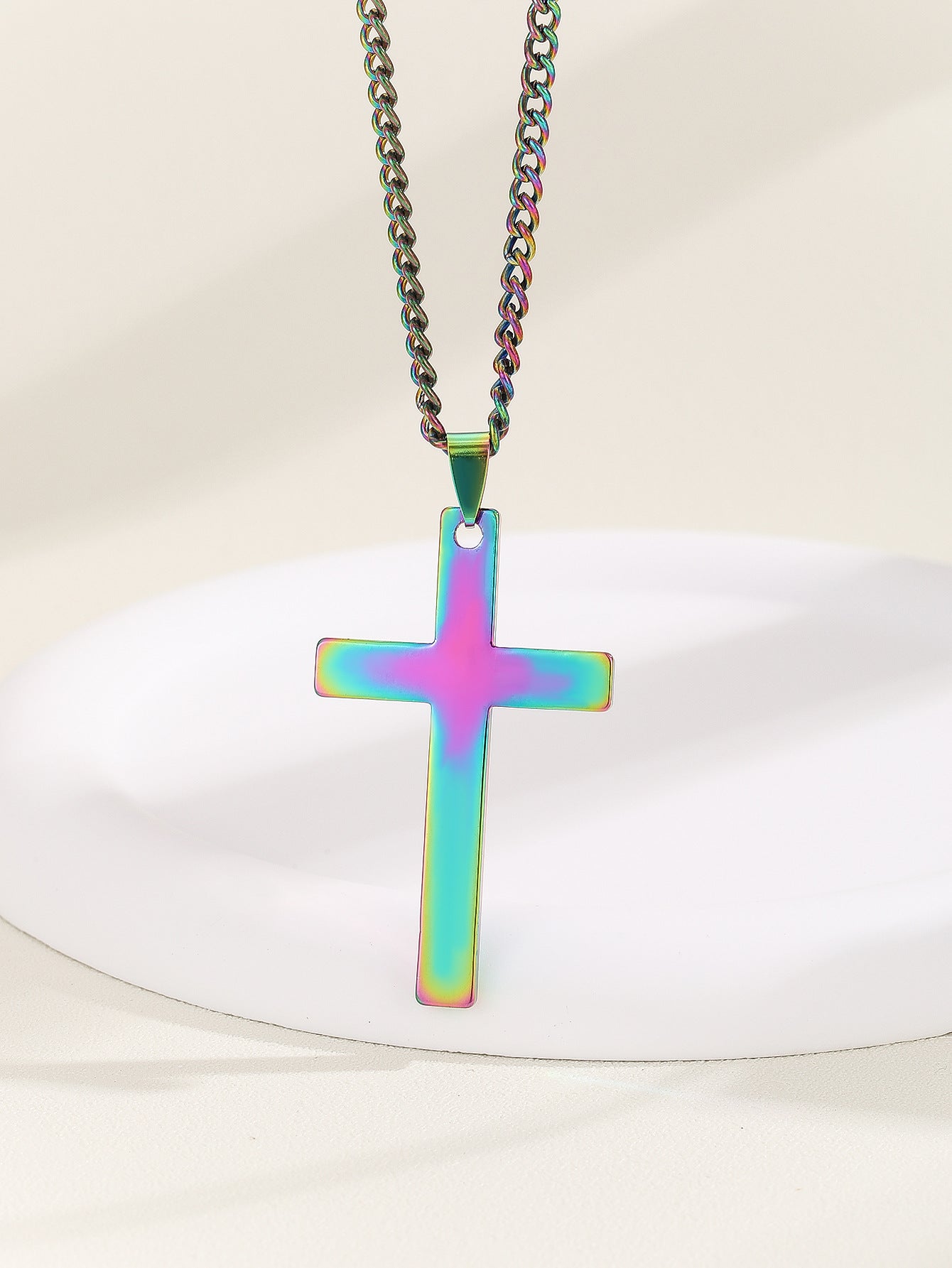 Stainless Steel Cross Shelf Men's Necklace