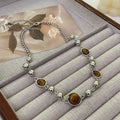 Maillard Tigereye Beaded Necklace Women's Retro High Sense