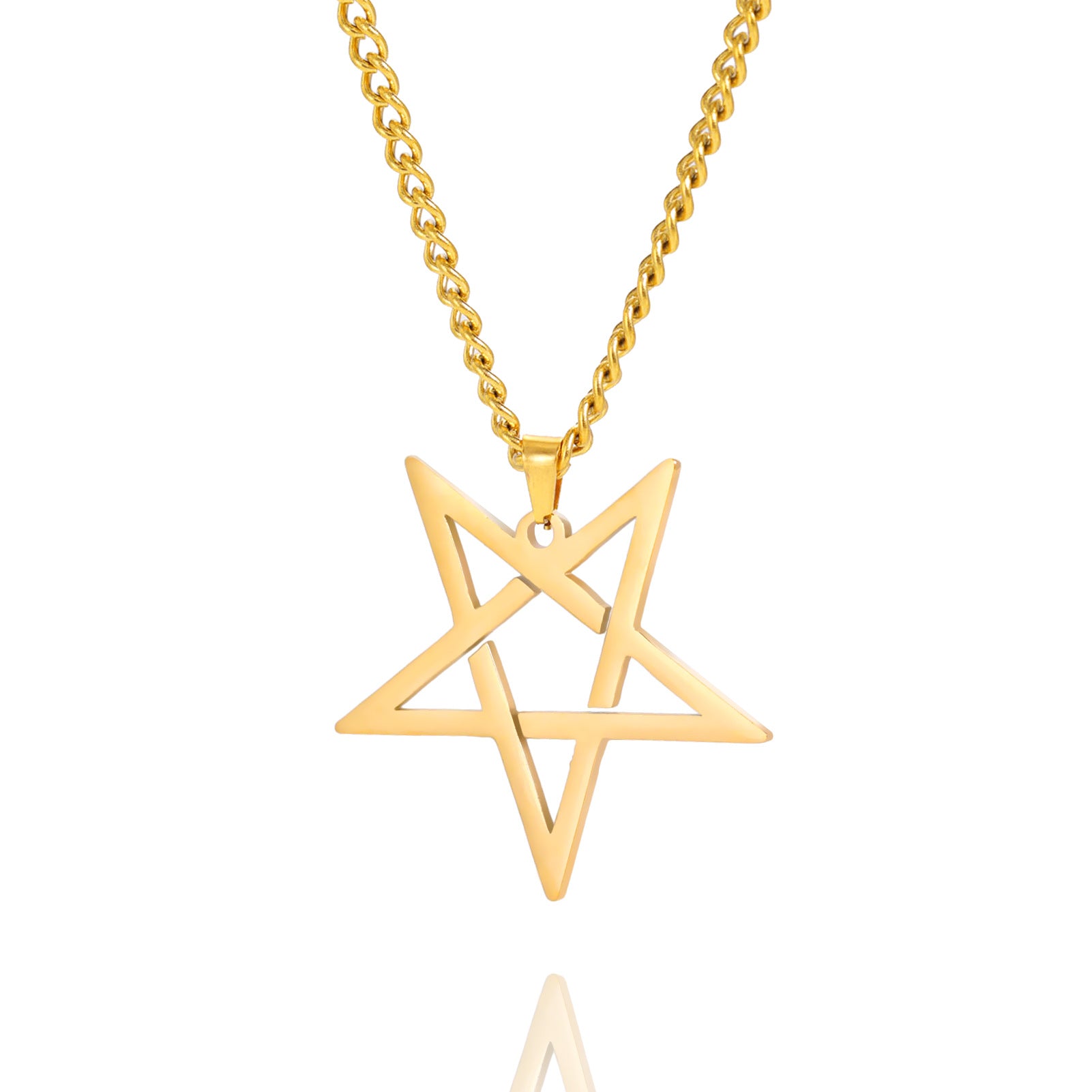 Titanium Steel Cut Hollow Irregular Pentagram Pendant 304 Stainless Steel Necklace