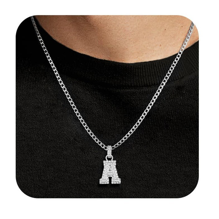 Capital Letter Pendant Necklace Chain Unisex