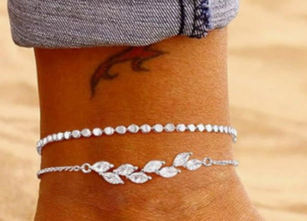 Personalized Trend Design Popular Heart-shaped Satellite Adjustable Anklet Suit
