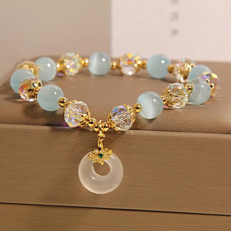 Women Blue Opal Pendant Light Luxury Bracelet