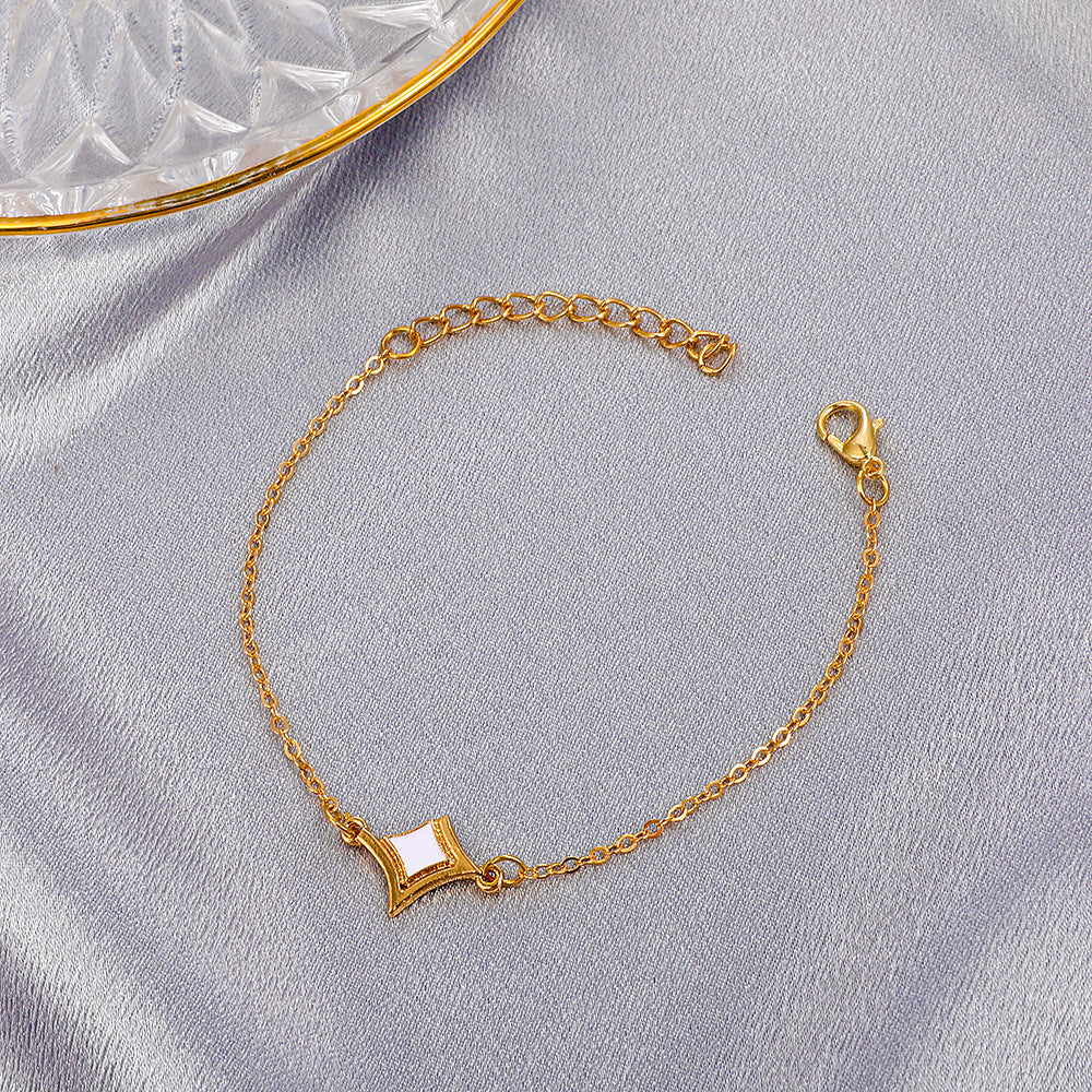 Ladies Retro Net Red Metal Geometric Bracelet