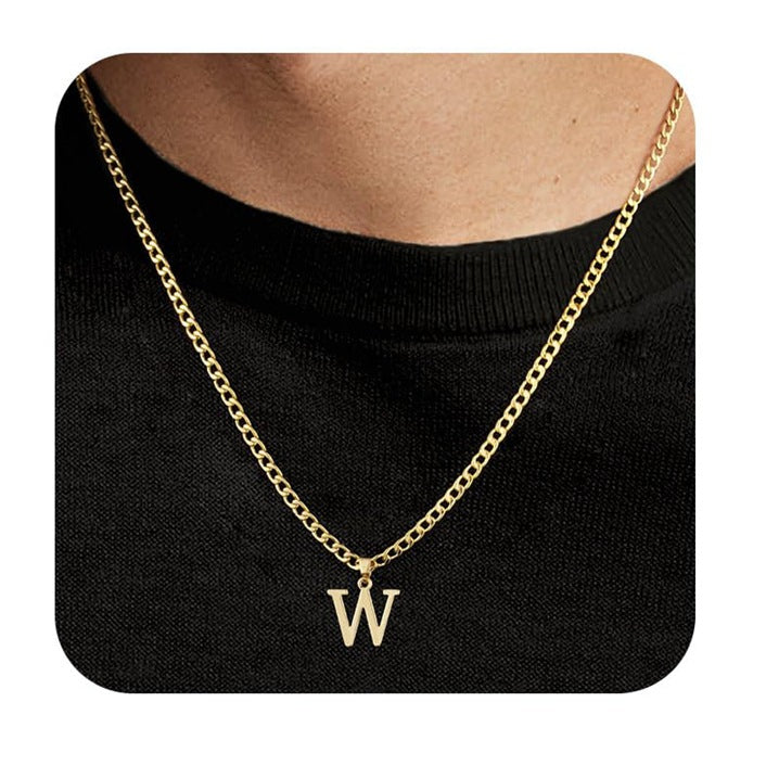 Capital Letter Pendant Necklace Chain Unisex
