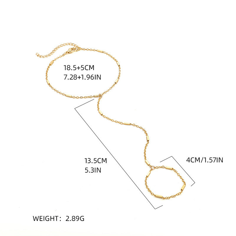 Women's Beach Ring Bracelet Integrated Chain