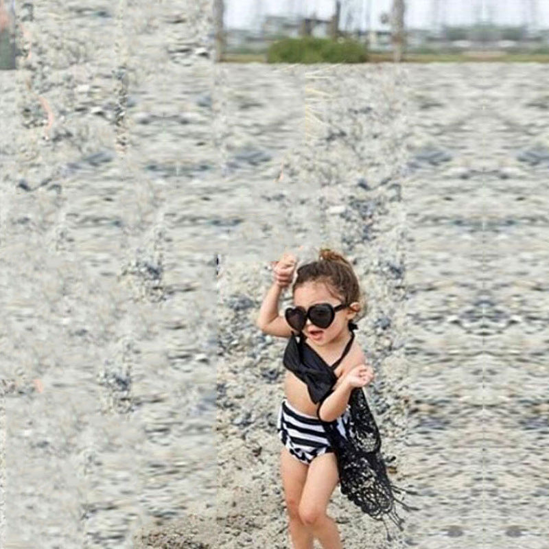 Parent-Child Beach Bikini Printed Striped Split Swimsuit