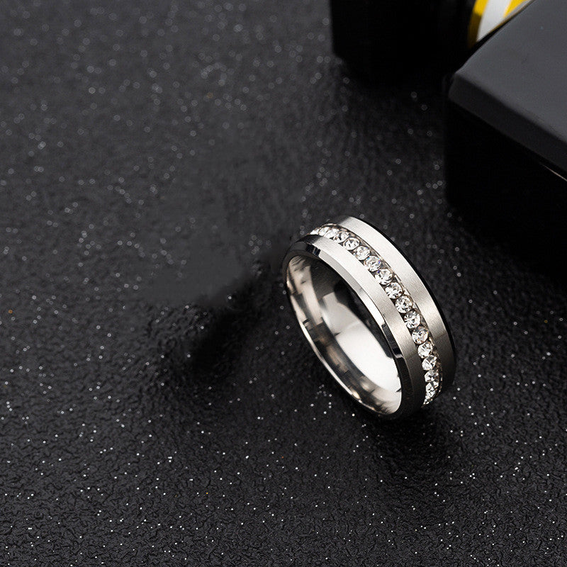 Single row full diamond zircon ring