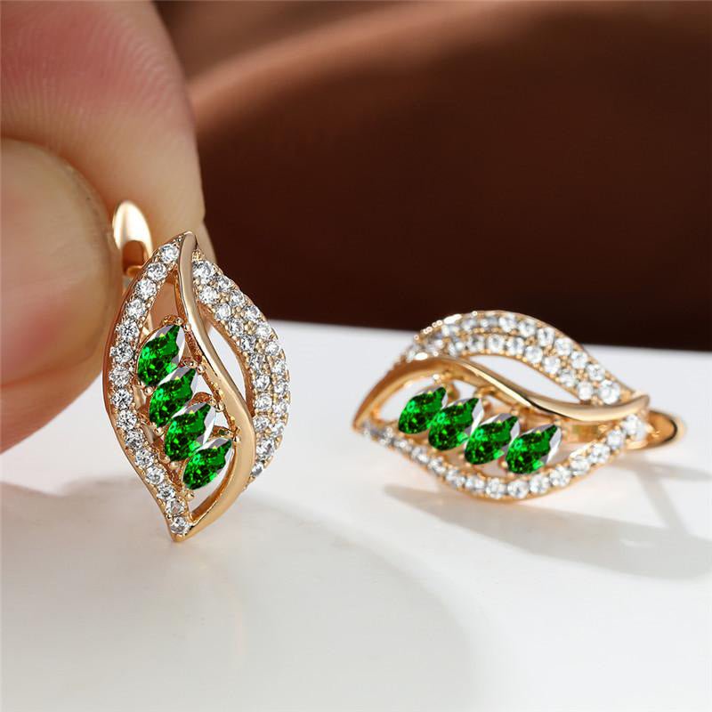 Ins Leaf-shaped Rhinestones Earrings Fashion Unique Zircon-encrusted Stud Earrings Women's Jewelry