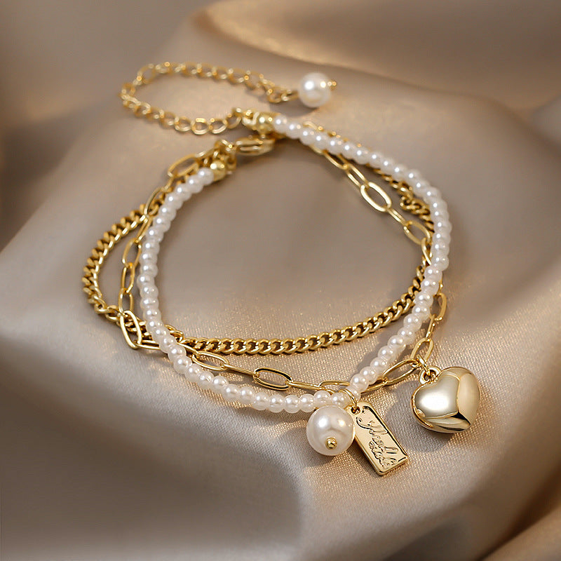Temperament Love Brand Multilayer Bracelet Pearl Bracelet
