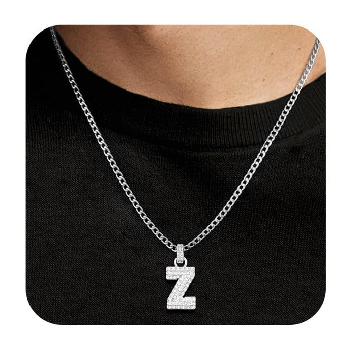Capital Letter Pendant Necklace Chain Unisex