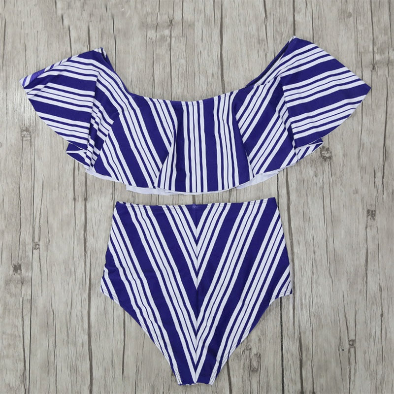 Off-the-shoulder split ruffle bikini
