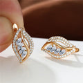 Ins Leaf-shaped Rhinestones Earrings Fashion Unique Zircon-encrusted Stud Earrings Women's Jewelry