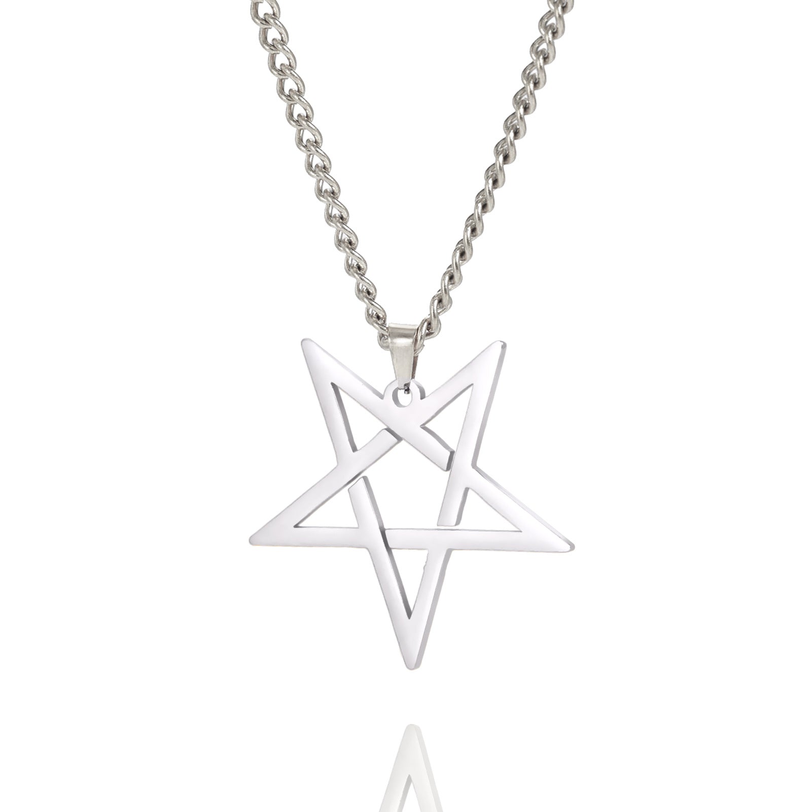 Titanium Steel Cut Hollow Irregular Pentagram Pendant 304 Stainless Steel Necklace