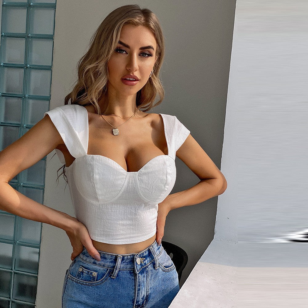 Women's Camisole With Square Neckline And Navel