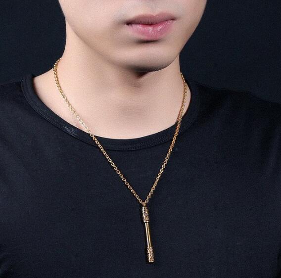 Titanium steel golden hoop necklace