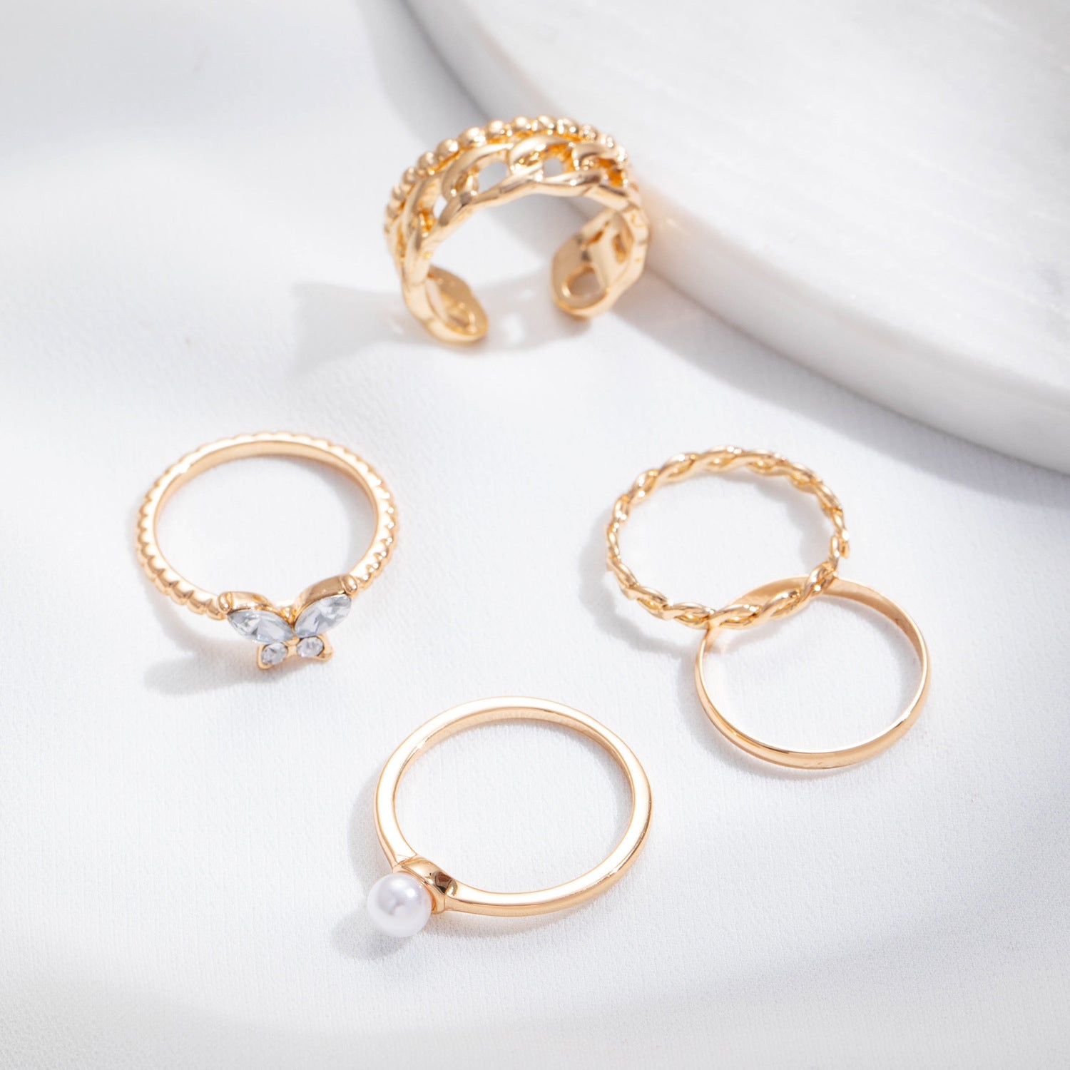 New Butterfly Pearl Ring Set Ins Same Style