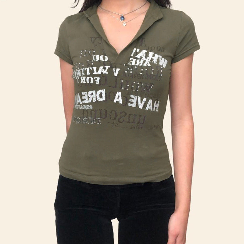 T-shirt Polo Collar Slim Casual Top And Bottoming Shirt