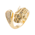 Copper Micro-set Zircon Leopard Head Ring High-end Trend Light Luxury