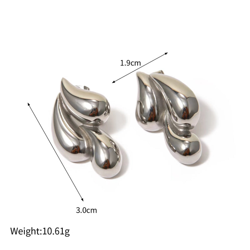 Vintage Gold Color Glossy Metal Double Water Drop Shaped Earrings For Women Minimalist Fashion Classic Jewelry Gifts