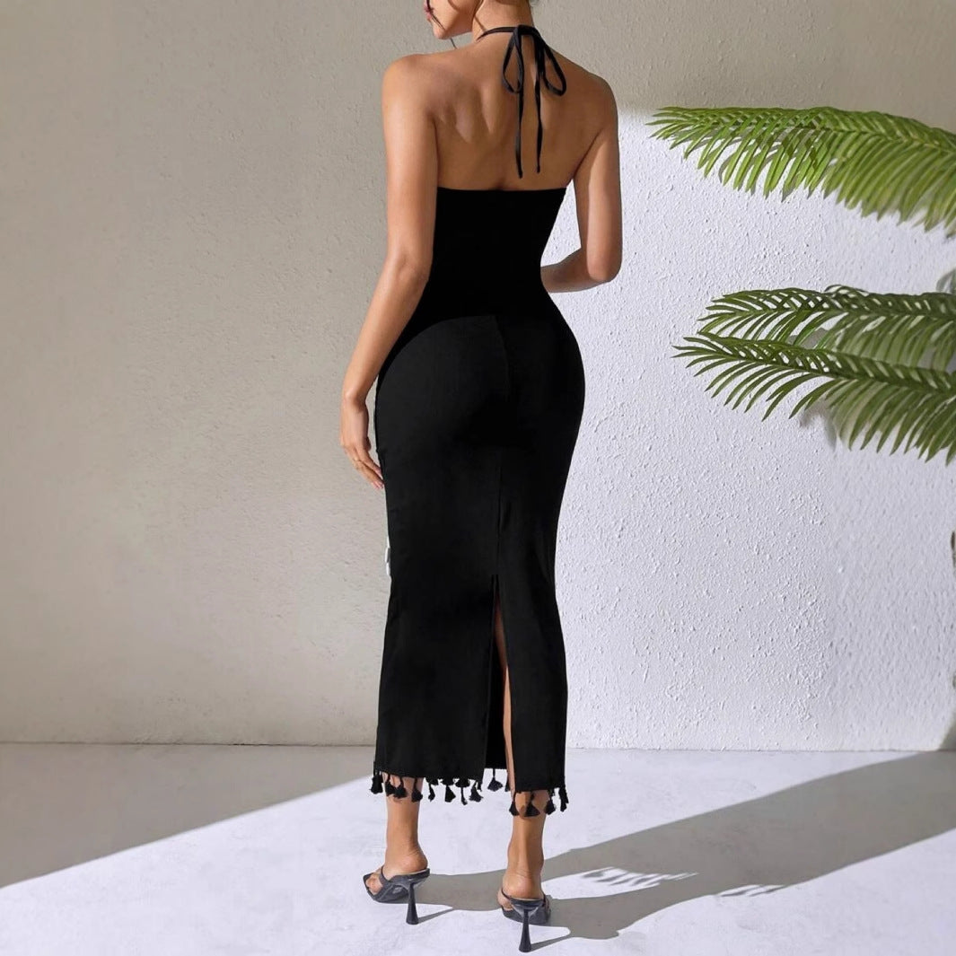 Slim Fit Long Flower Small Turtleneck Dress