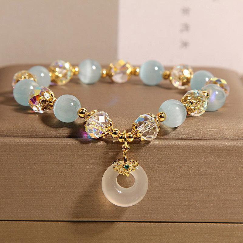 Women Blue Opal Pendant Light Luxury Bracelet