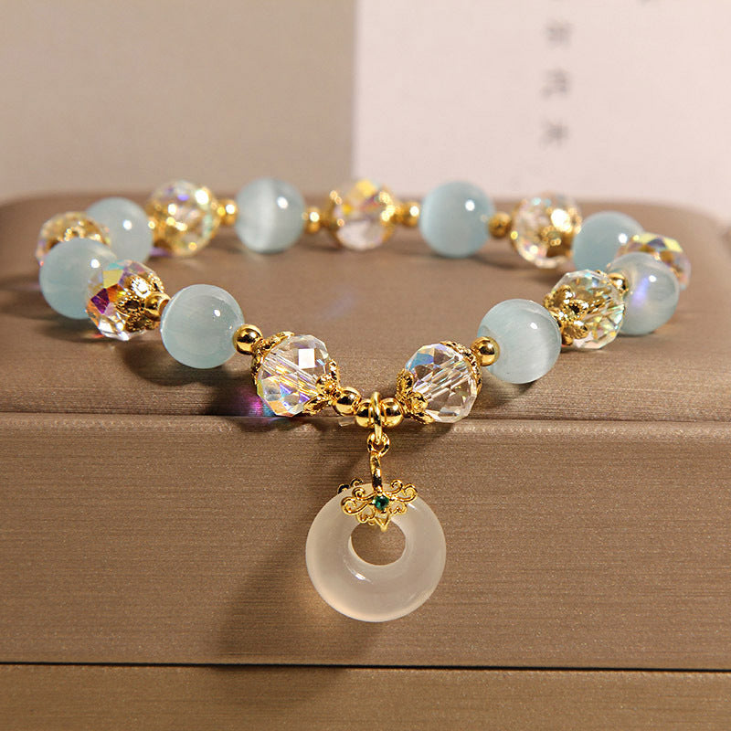 Women Blue Opal Pendant Light Luxury Bracelet