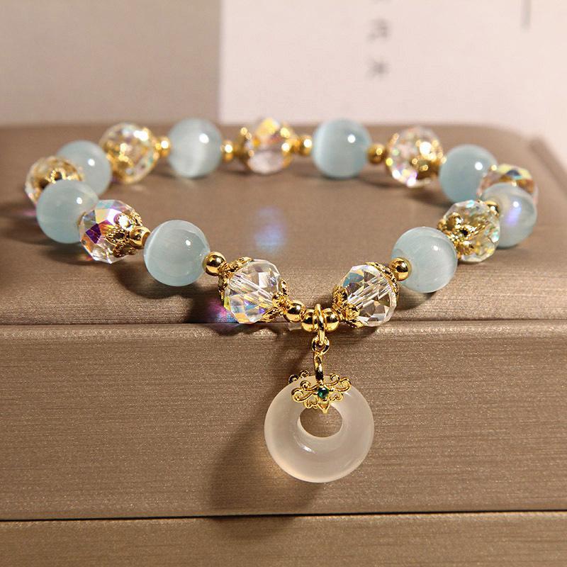 Women Blue Opal Pendant Light Luxury Bracelet