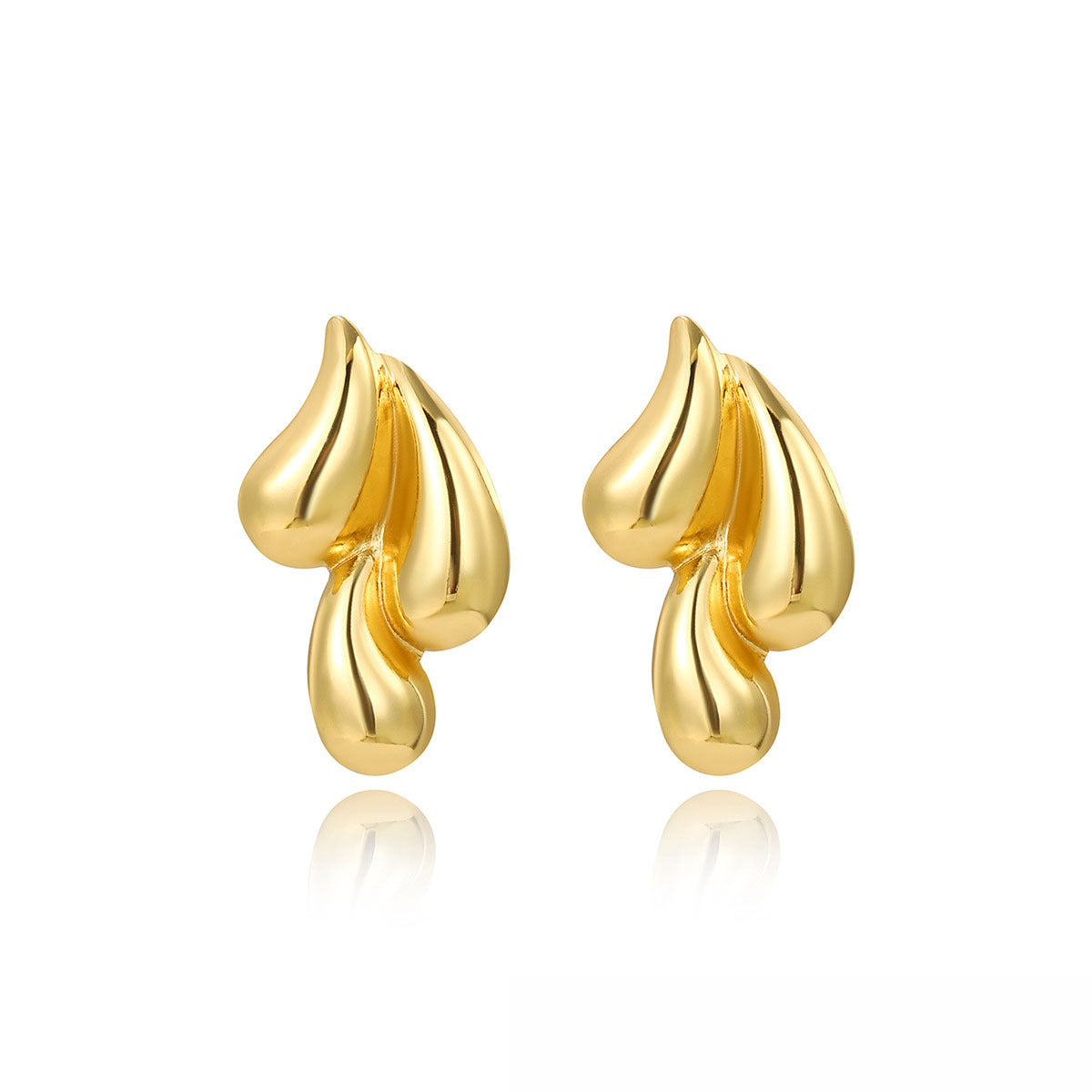 Vintage Gold Color Glossy Metal Double Water Drop Shaped Earrings For Women Minimalist Fashion Classic Jewelry Gifts