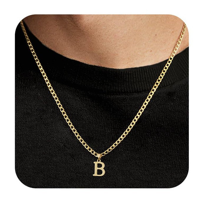Capital Letter Pendant Necklace Chain Unisex