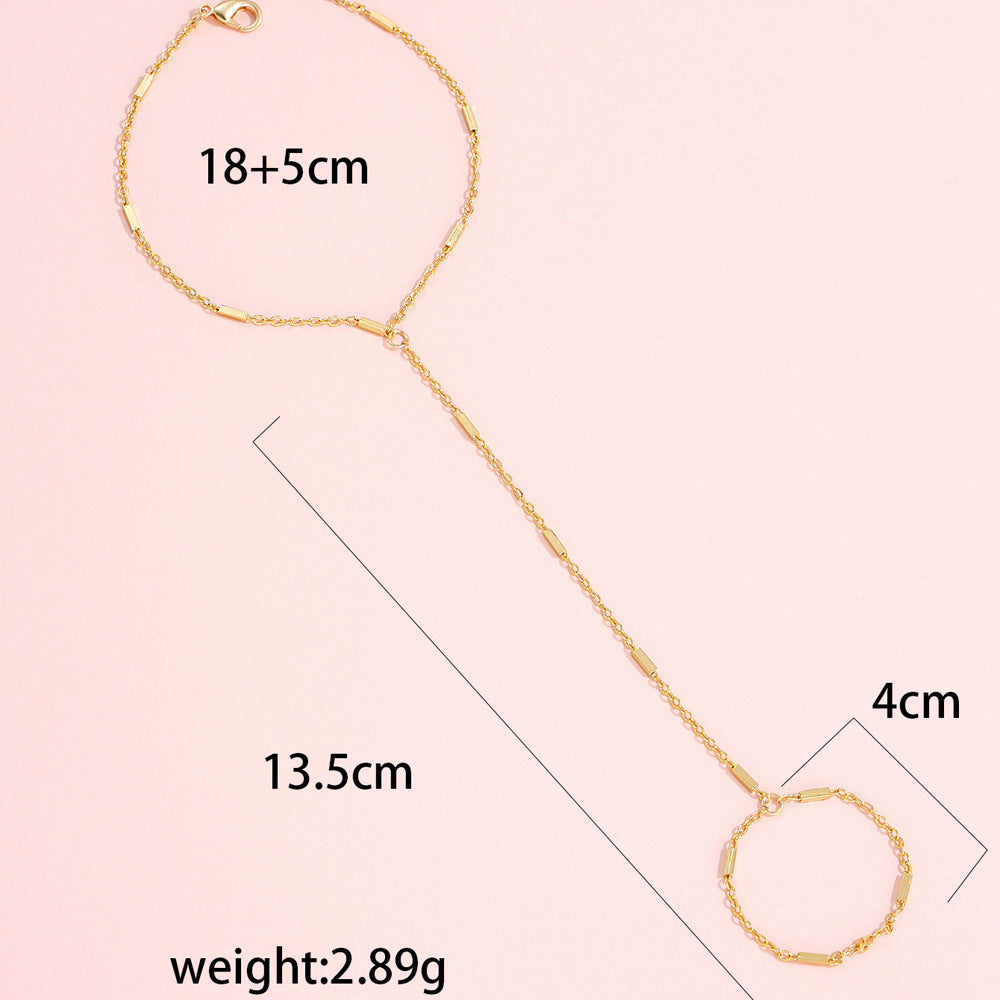 Women's Beach Ring Bracelet Integrated Chain